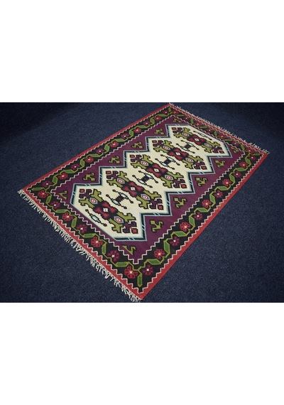 Zehra Abla Halı Antika El Dokuma Şaheser Makedonya Manastır Yün Kilim 7113 Çok Renkli