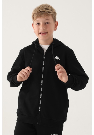 Kappa Siyah Fermuar Baskılı Erkek Çocuk Sweatshirt