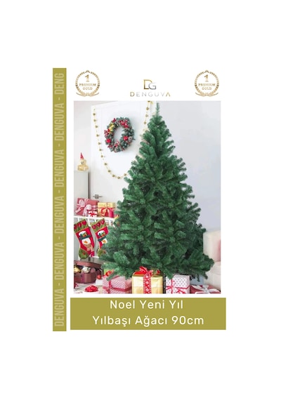 Yılbaşıağacı Yılbaşı Çam Ağacı Sık Yapraklı Kaliteli Dekoratif Yeşil Ayaklı Yeni Yıl Noel Paket 90 Standart