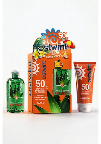 Güneş Kremi Ve Yoğun Nemlendirici Aloe Vera Jel Set, E Vitaminli, Spf 50 Yüksek Koruma, 100ml 100ml