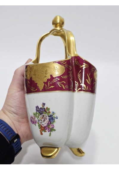 Perlam Limoges Çiçek Desenli Porselen Sepet 27x14x14cm Çok Renkli