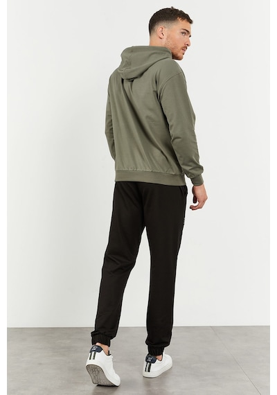 Tommy Life Çağla - Siyah Kapüşonlu Kanguru Cep Lastik Paça Erkek Oversize Eşofman Takımı - 85117 Yeşil - Siyah