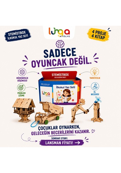 Stemist Box İlkokul Yaz Seti - 4'lü Ahşap Stem Eğitim Seti - Aktivite Kutusu 4'lü Set