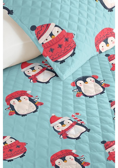 Evimde Bambaşka Penguen Mavi Erkek Çocuk Odası Tek Kişilik Pike Takımı - Kış Desenli 160x220 CM Yatak Örtüsü Evimde Bambaşka Penguen Mavi Erkek Çocuk Odası Tek Kişilik Pike Takımı - Kış Desenli 160x220 CM Yatak Örtüsü