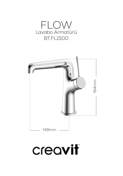 Creavit Flow Lavabo Armatürü Krom Bt.fl1500