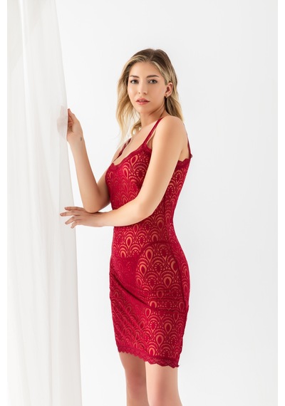 Gallipoli Devore Transparan Babydoll String Takım Bordo Mgp31842