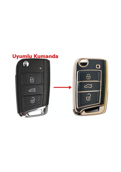 Polo 6 Golf 7 Octavia Leon Uyumlu Mqb Nano Anahtar Kılıfı Kumanda Kılıfı Siyah