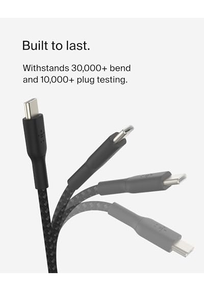 Belkin Boostcharge 6.6ft Braided Usb-c To Usb-c Cable For İphone 16, İphone 16 Pro, İphone 16 Pro Max, İphone 16 Plus, İphone 15, Galaxy S24, S23, Note10, Pixel 9, Pixel 8, İpad Pro & More - Black Belkin Boostcharge 6.6ft Braided Usb-c To Usb-c Cable For İphone 16, İphone 16 Pro, İphone 16 Pro Max, İphone 16 Plus, İphone 15, Galaxy S24, S23, Note10, Pixel 9, Pixel 8, İpad Pro & More - Black