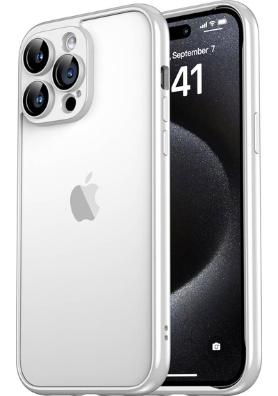 Apple Uyumlu iPhone 15 Pro Max Kılıf Zore Kamera Korumalı Bontez Bumper Gümüş