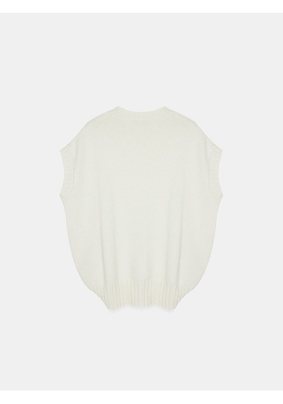 Dilvin 10839 Yün Karışımlı Oversize Süveter-ekru Ekru