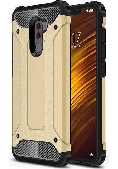 Kilifone - Xiaomi Uyumlu Pocophone F1 - Kılıf Çift Katman Zırh Tank Crash Military Kapak - Gold