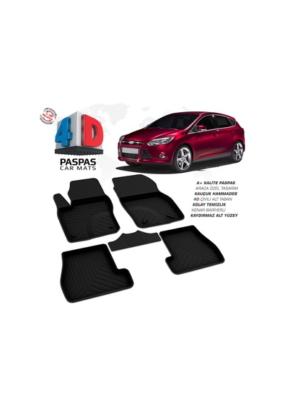 Ford Focus 3 Hb 4d Araca Özel Havuzlu Kauçuk Paspas 2011-2014