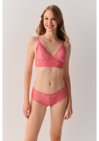 Suwen Tender Leaves Yüksek Bel Dantelli Slip Külot St6000601a077 Pembe