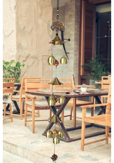 Piramigo Feng Shui Metal Rüzgar Çanı Üç Katlı Bereket Filleri Diğer