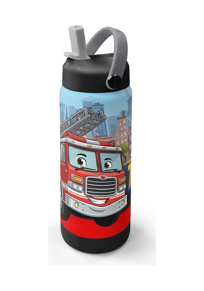 Coral High Kırmızı İtfaiye Desenli Katlanır Ağızlıklı Çelik Termos 650 Ml 38345 Kırmızı