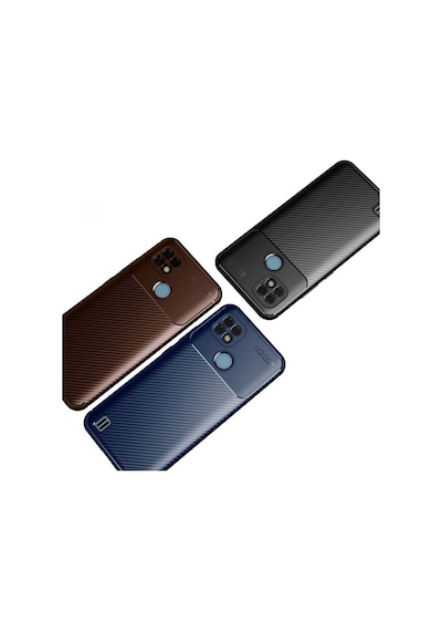 Realme C21 Uyumlu Kılıf Auto Focus Karbon Kapak - Lacivert