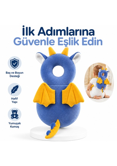 İlk Adım Güvenlik Yastığı Bebek Kafa Koruma Boyun Destek Minderi Ejderha