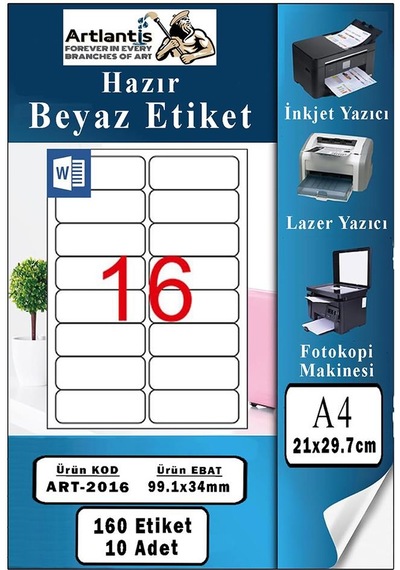 A4 Hazır Etiket 99.1x34 Mm 10 Sayfa 1 Paket Kendinden Yapışkanlı Fotokopi Lazer İnkjet Kağıdı Yazıcılar İçin Uyumlu