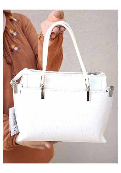 Just Polo Kadın Günlük Kullanıma Uygun Ayarlanabilir Askılı Şık El & Omuz Çantası Shoulder Bag Beyaz