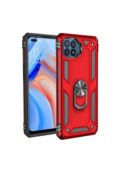 Oppo Reno 4 Lite Kılıf Tank Zırh Yüzüklü Mıknatıslı Standlı Kapak Vega