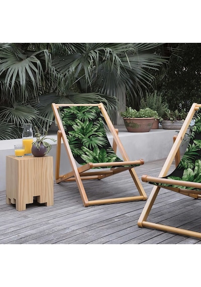 Bluehomeconcept Adawall Siyah Palmiye Katlanabilir Şezlong