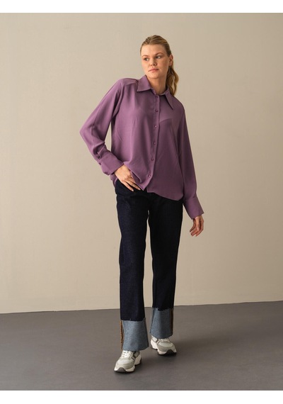 Xint Mor Oversize Vatkalı Gömlek 750978