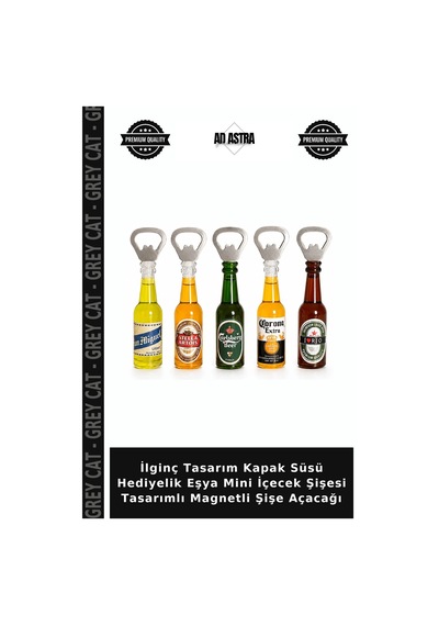 İlginç Tasarım Kapak Süsü Hediyelik Eşya Mini İçecek Şişesi Tasarımlı Magnetli Şişe Açacağı Çok Renkli