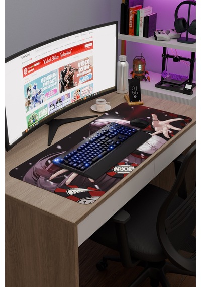Kakegurui Anime V1 - 90x40 Xxl Gaming Kauçuk Kaymaz Taban Mouse Pad Fare Altlığı