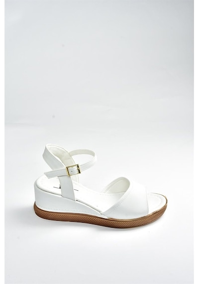Fox Shoes Beyaz Kadın Dolgu Topuklu Ayakkabı K674605409 Beyaz-suni Deri