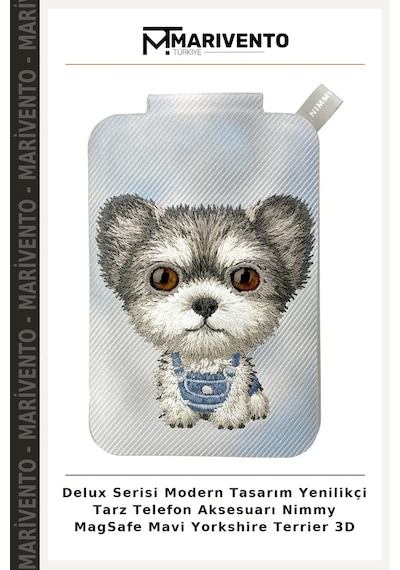 Delux Serisi Modern Tasarım Yenilikçi Tarz Telefon Aksesuarı Nimmy Magsafe Mavi Yorkshire Terrier 3d