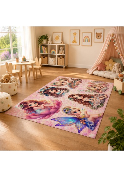 Kartela Halı Peri Masalı Kaymaz Taban Çocuk Oyun Halısı - 120 X 180 Cm Çok Renkli