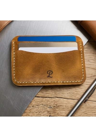 Parla Leather Simona El Yapımı Hakiki Deri Kart Cüzdan Taba - Kahverengi