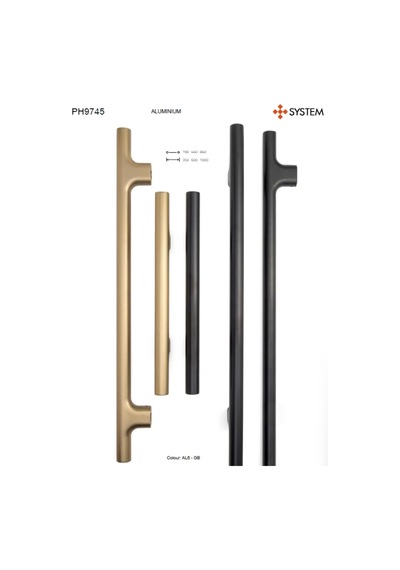 9745 Düz Çekme/sürgü Kapı Kolu Mat Siyah 19 Cm İki Delik Arası Mesafe