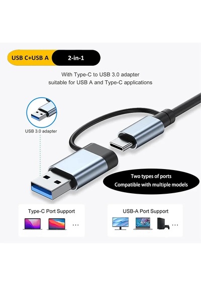 Usb 8'i 1 Arada Hub 3.0 Usb C Hub Dock İstasyonu Yüksek Hızlı İletim Usb 8in1 Hub Usb Ac