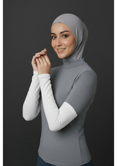 Sonbaharmoda Kadın Tesettür Likralı Esnek Düz Penye Kolluk Beyaz