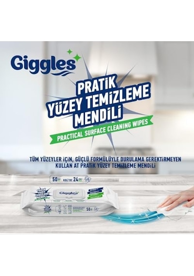 Pratik Yüzey Temizleme Havlusu 50'li 1 Paket