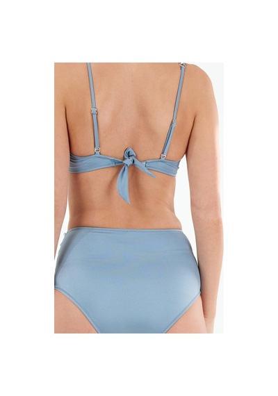 Louren Kadın Siyah/mavi Biye Detaylı Kaplı Telli Yüksek Bel Straplez Bikini Takımı Mavi