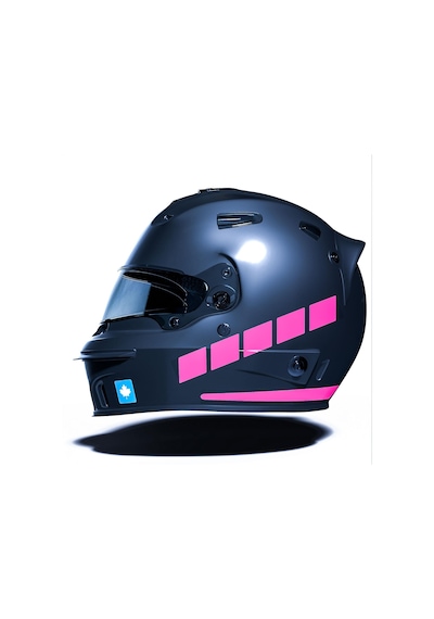 Şerit Tasarımlı Gül Pembesi Motosiklet Kask Sticker Çınar Extreme