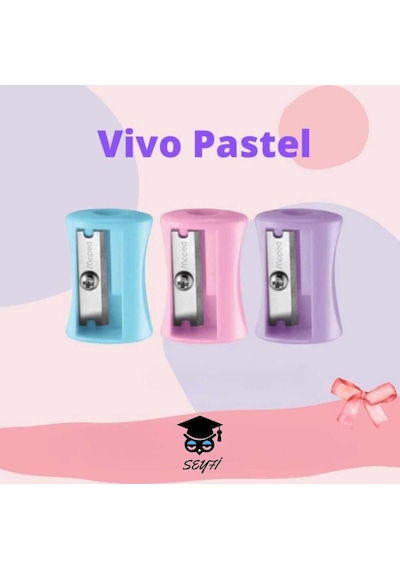 3 Adet Tek Delikli Kalemtıraş Pastel Renklerde