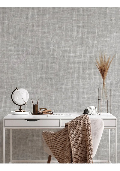 Adawall Muse Koleksiyonu- 25104-3 Açık Vizon Keten Efektli Modern Duvar Kağıdı 1.06x15.6m, 16.5m² Gri