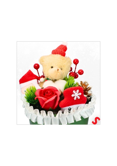 Pelüş Ayıcıklı Kokinalı Çantalı 35cm Yılbaşı Buketi - Yeşil