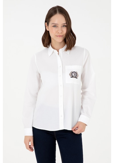 U.s. Polo Assn. Kadın Beyaz Gömlek Desenli 50291087-vr013 Beyaz