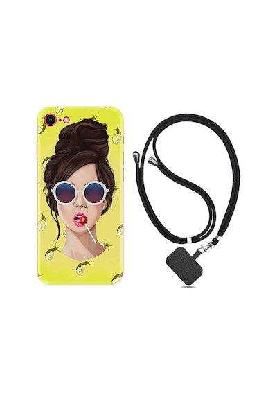 Apple Uyumlu iPhone 7 8 Kılıf Boyun Askılı Lollipop Woman 1416