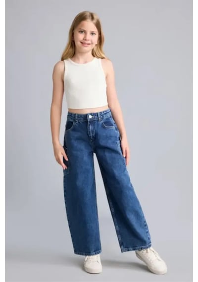 Defacto Baggy Fıt Jean Lacivert Pantolon Kız Çocuk H8896a826aunm34 Mavi-nm34