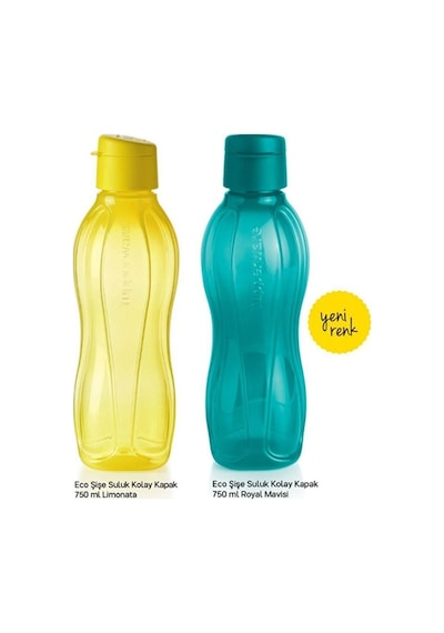 Eko Şişe 750ml 2'li Pratik Kapak Sarı - Neon Yeşili