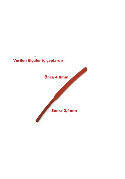 1 Metre 4,8mm Kırmızı Isı İle Daralan Makaron Kablo Izolasyon