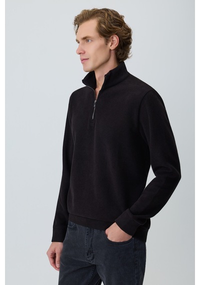 Morven Erkek Siyah Fermuarlı Bato Yaka Dynamic Fit Sweatshirt 27ks063003001 Siyah