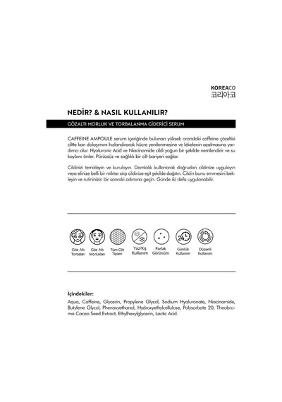 Gözaltı Morluk,koyu Halka Ve Torbalanma Karşıtı Caffeine Ampoule Serum 50 Ml - 574116504