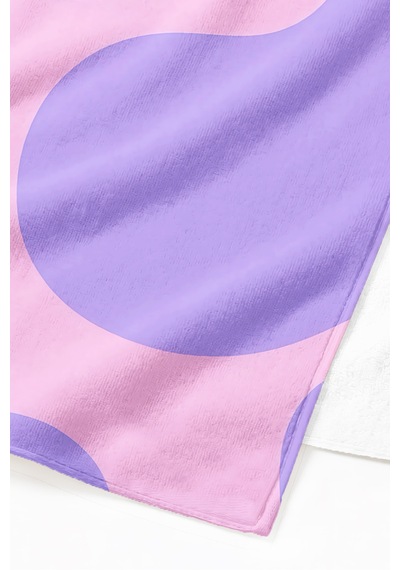 Modern Soyut Geometrik Plaj Havlusu - Minimalist Lila Pembe Dalgalı Hızlı Kuruyan Mikrofiber Havlu Mat İncir