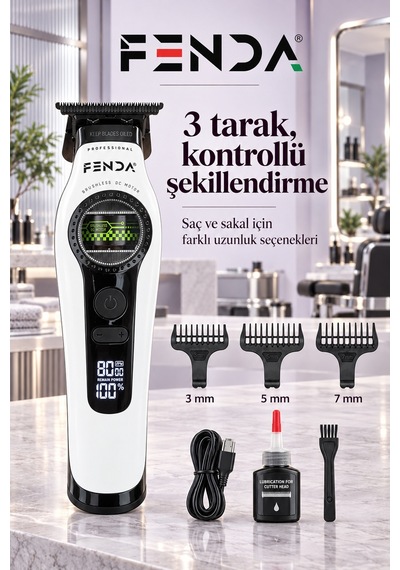 Fenda Profesyonel Bldc Motor 8000 Rpm Tıraş Makinesi Beyaz